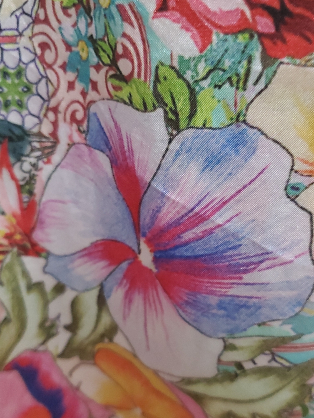 Johnny Was Cream Maxi Skirt with Pink, Blue & Green Floral Panels - Picture 4 of 11